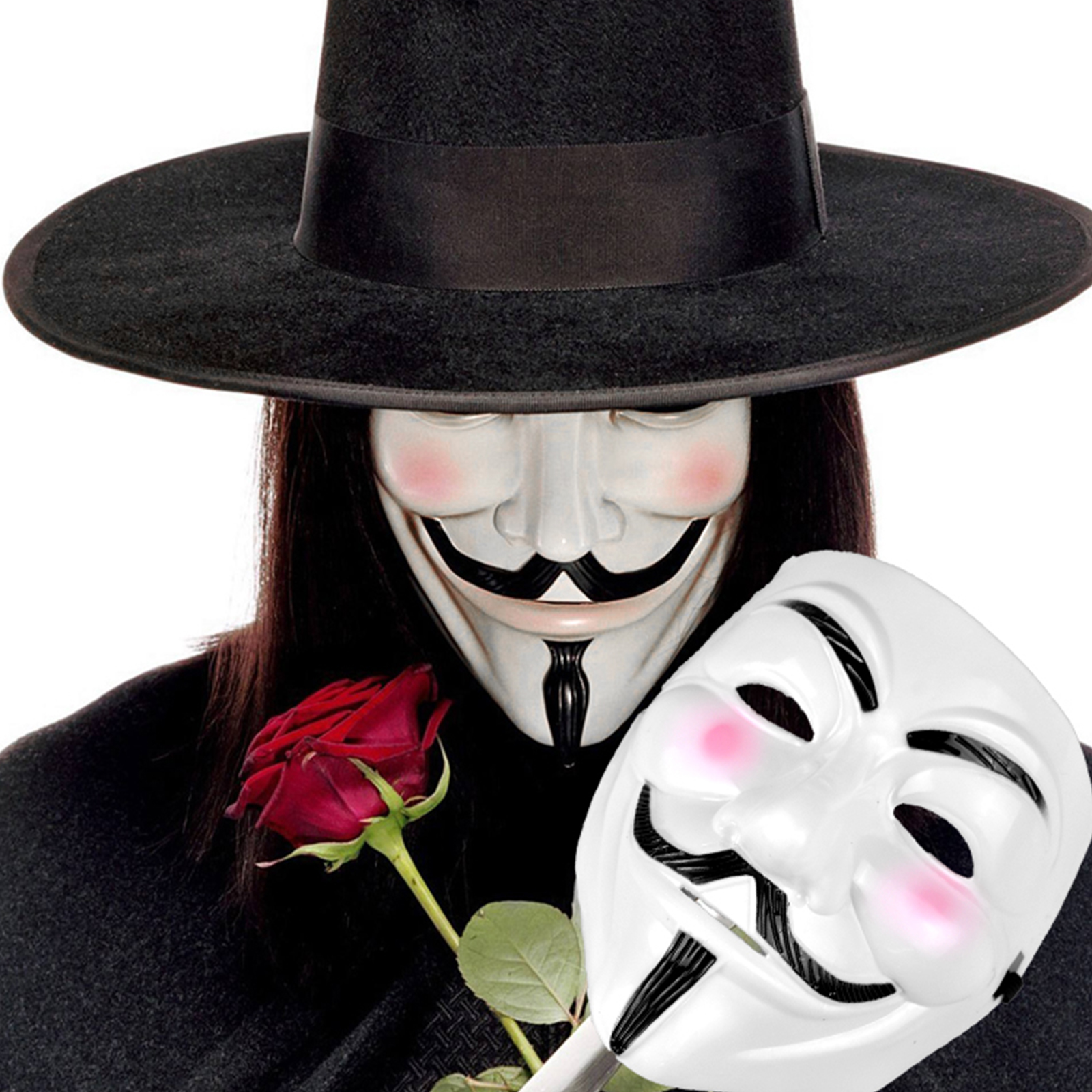 Anonymous Guy Fawkes Mask with rose Anonymous Guy Fawkes Mask with rose